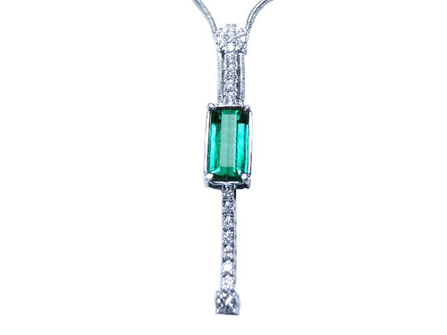 1.65 ct. Emerald-cut Emerald Necklace Online