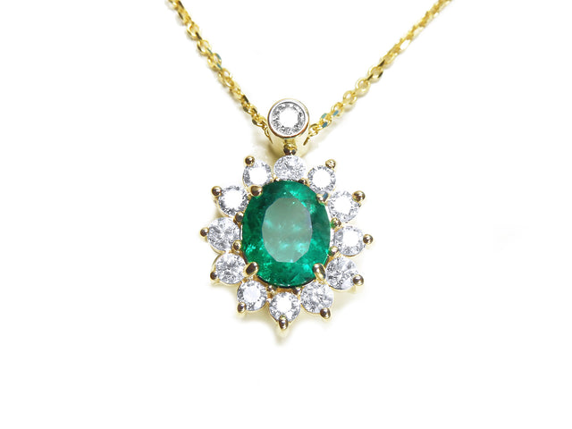 14K Solid gold emerald necklace