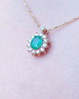 Hand made solid gold emerald necklace