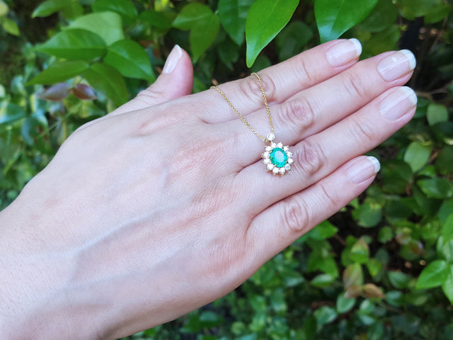 Emerald and diamond necklace for sale