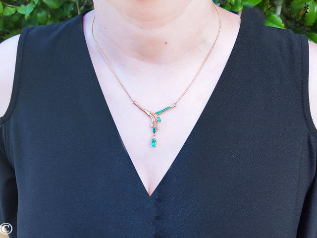 Emerald marquise and pear cut necklace