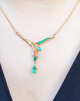 Dangle emerald pear cut necklace