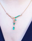 Dangle emerald pear cut necklace