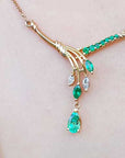 Genuine emerald and marquise necklace