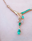 Genuine emerald and marquise necklace