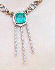 Gold Hugs and kisses emerald necklace