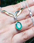 May birthstone oval cut necklace