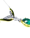 Green fire emerald oval cut necklace