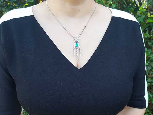 Marquise emerald necklace