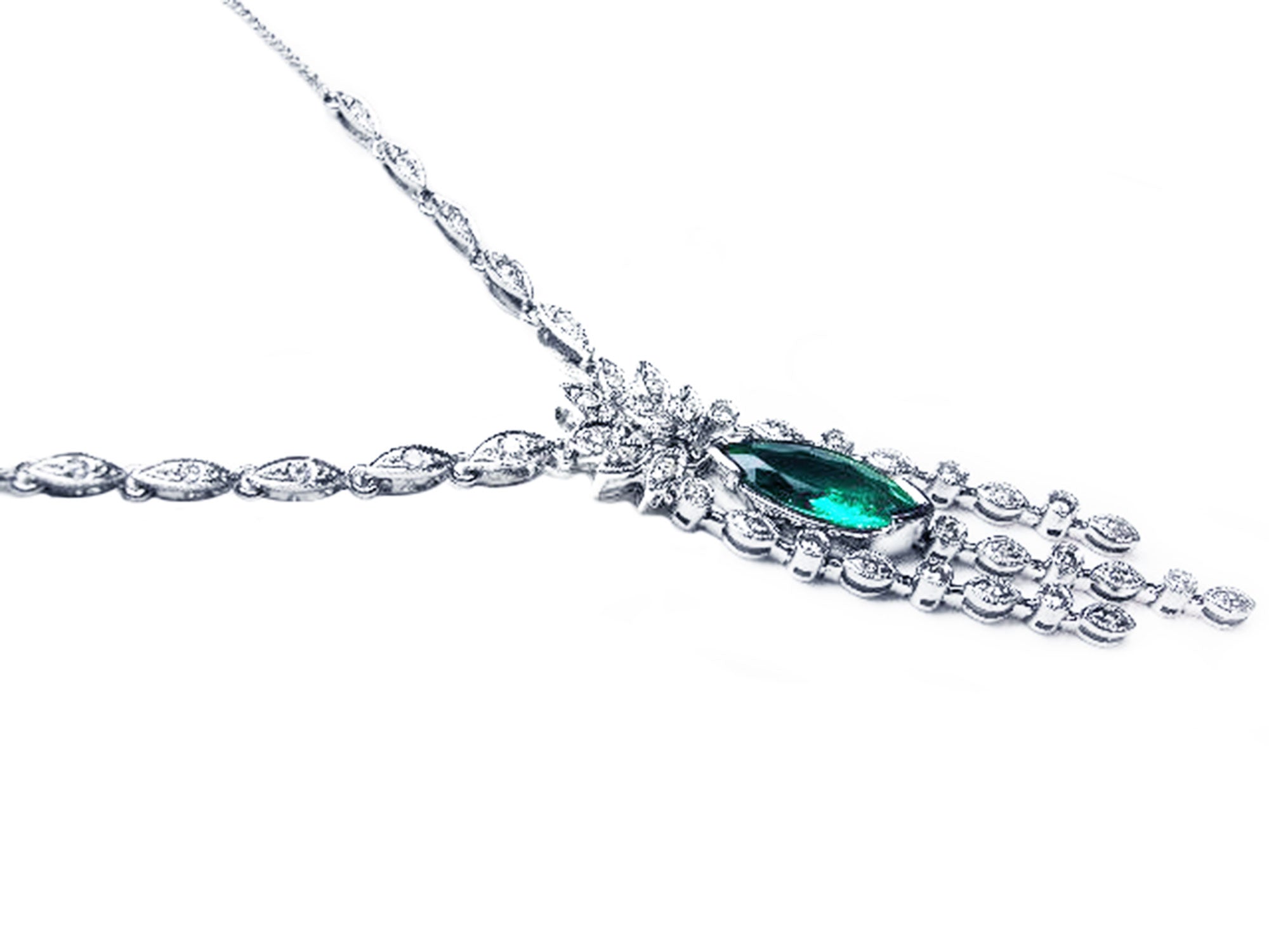 Marquise 14k emerald necklace