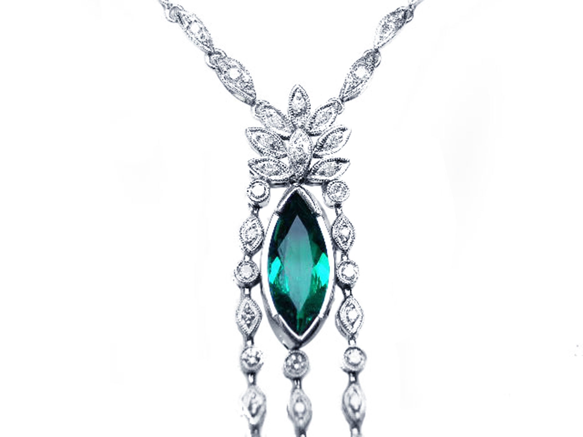 Marquise Colombian emerald necklaces