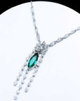 Solid white gold emerald necklace