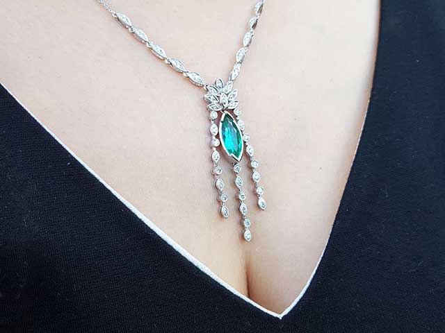Muzo emerald Marquise necklace