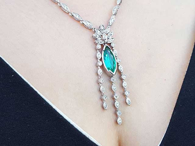 Real emerald marquise necklace