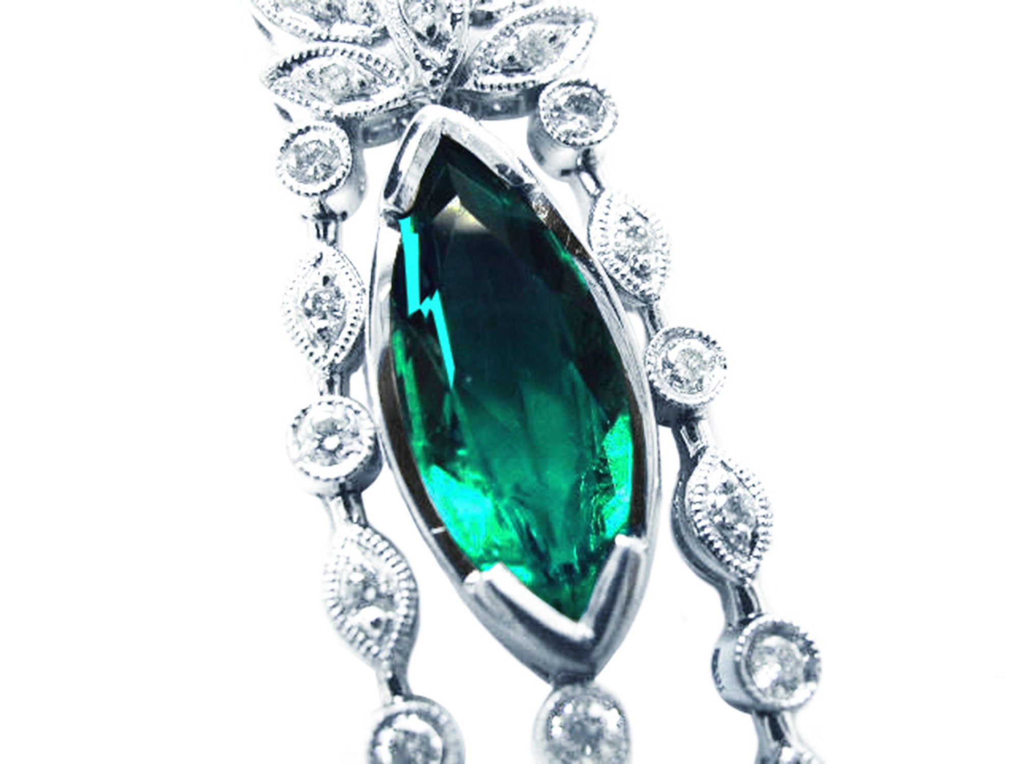 Marquise gold emerald necklaces