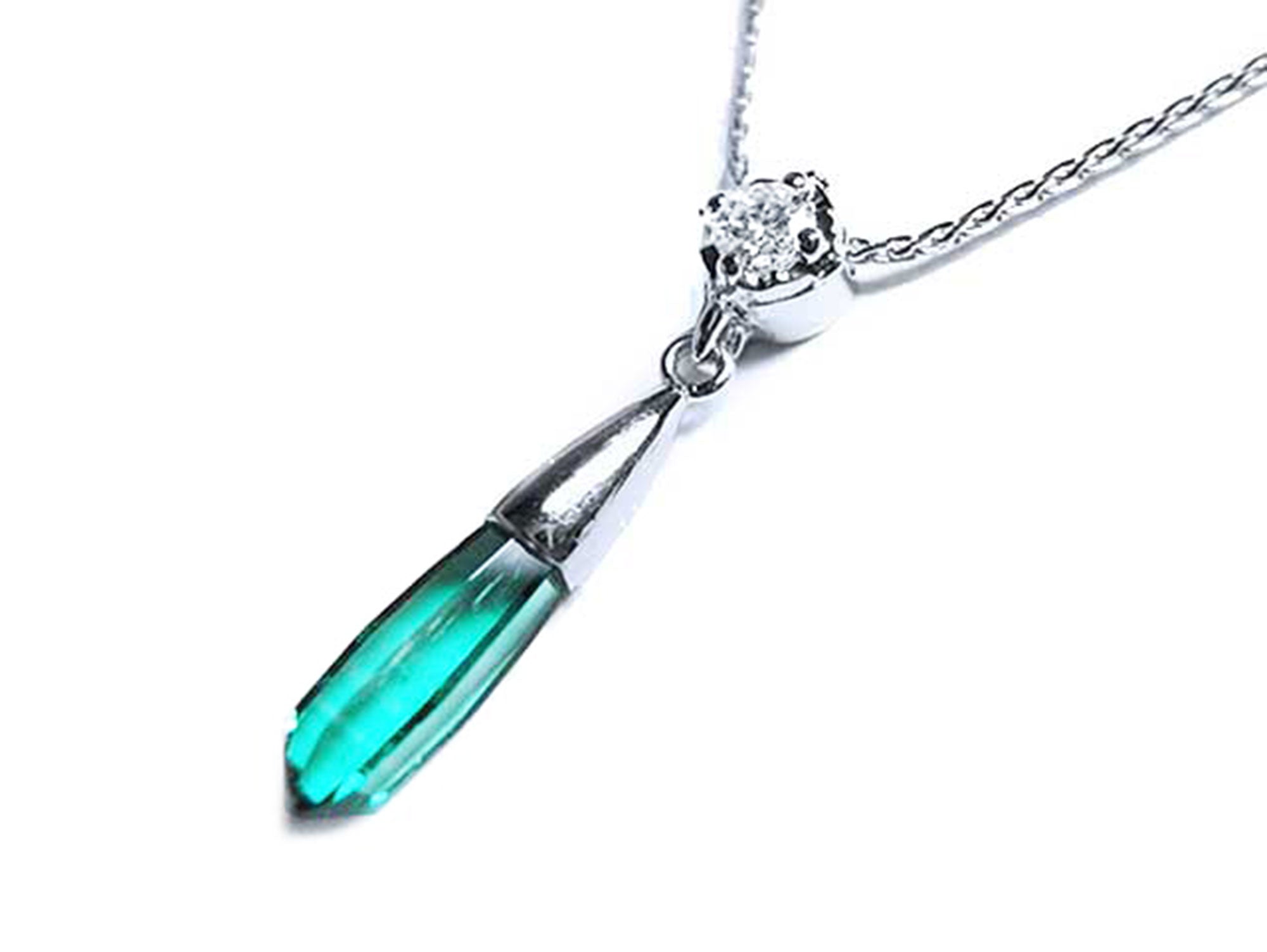 Emerald and diamond briolette necklace