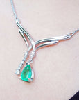 pear cut emerald diamond necklace