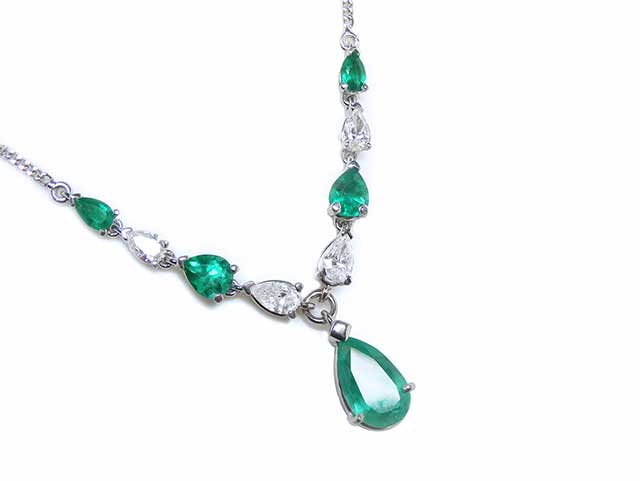 Emerald and diamond necklace for sale
