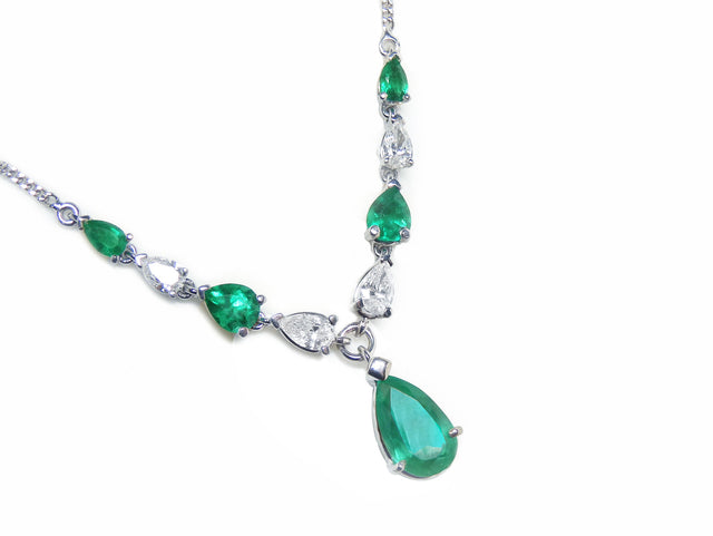 Emerald and diamond necklace for sale