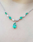 14k gold natural emerald necklace