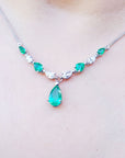 14k gold natural emerald necklace