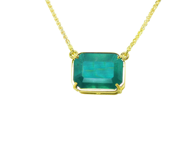 Emerald-cut emerald solitaire necklace