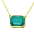 Emerald-cut emerald solitaire necklace