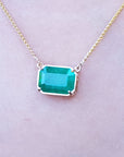 18k gold emerald solitaire necklace