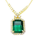 Deep bluish green emerald necklace