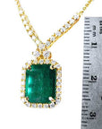 Solid gold emerald necklace