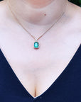 Halo square emerald necklace