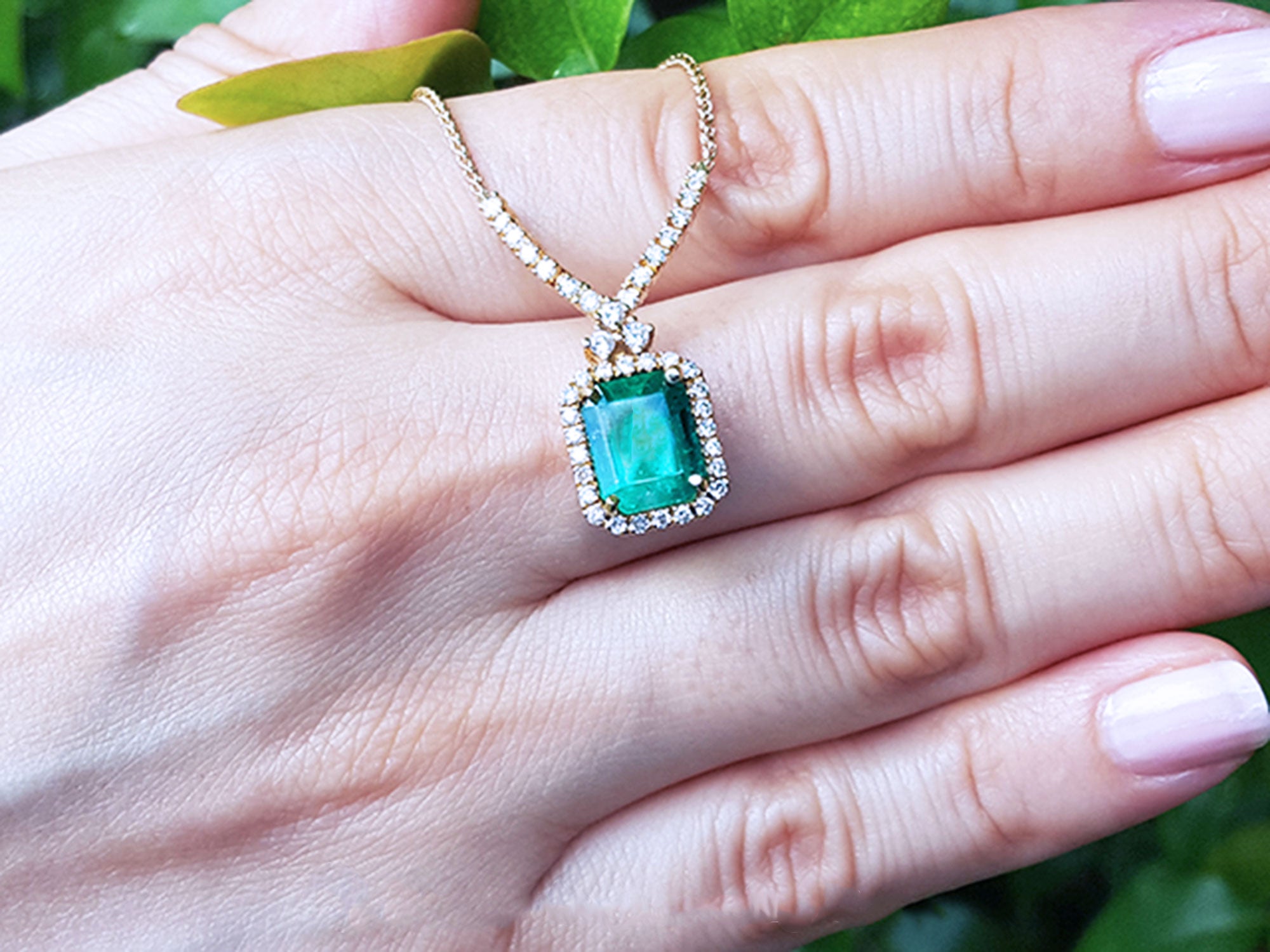 14K Yellow gold Emerald necklaces