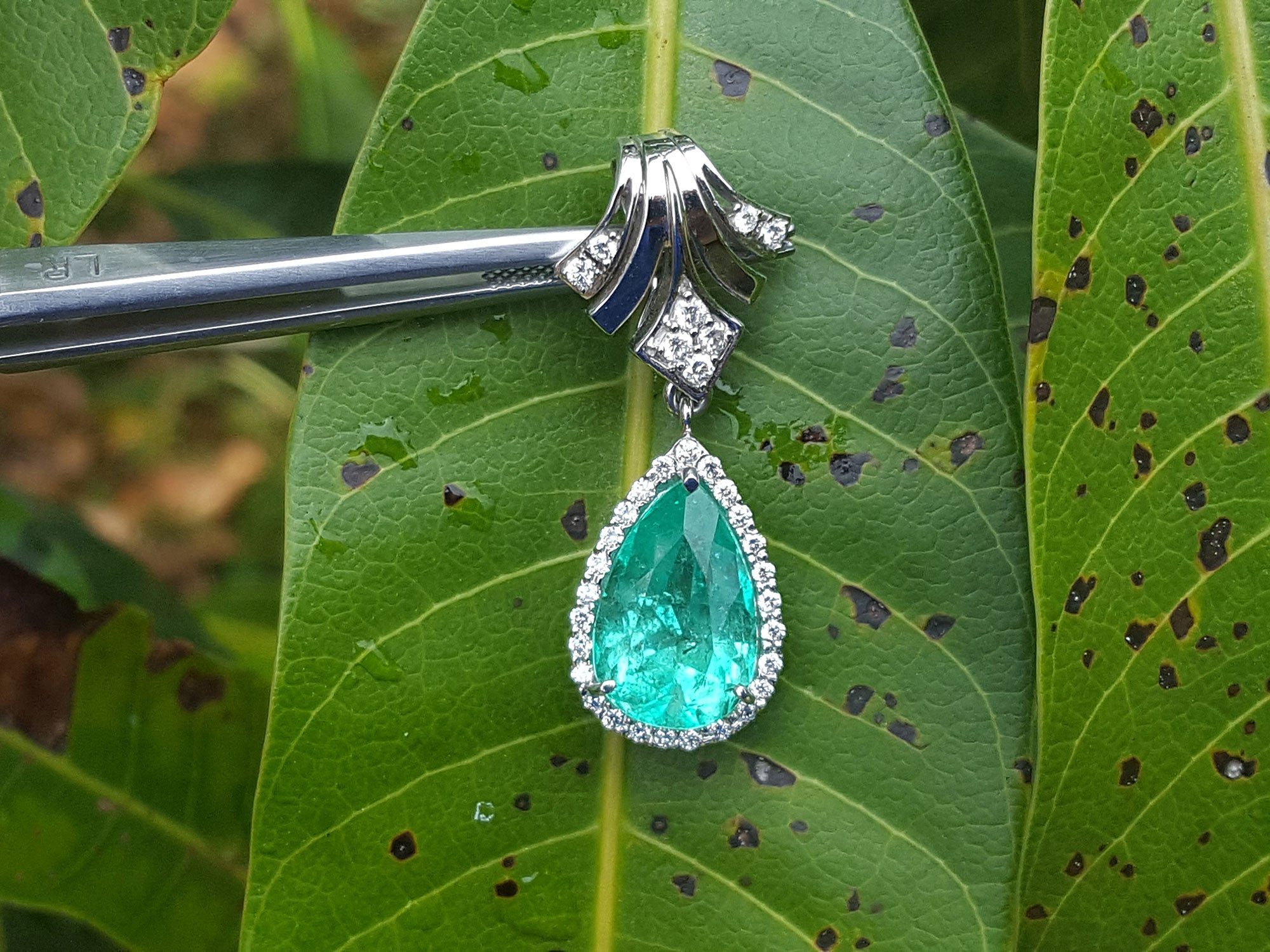 White gold emerald enhancer pendant