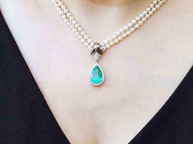 Authentic Colombian emerald enhancer necklace