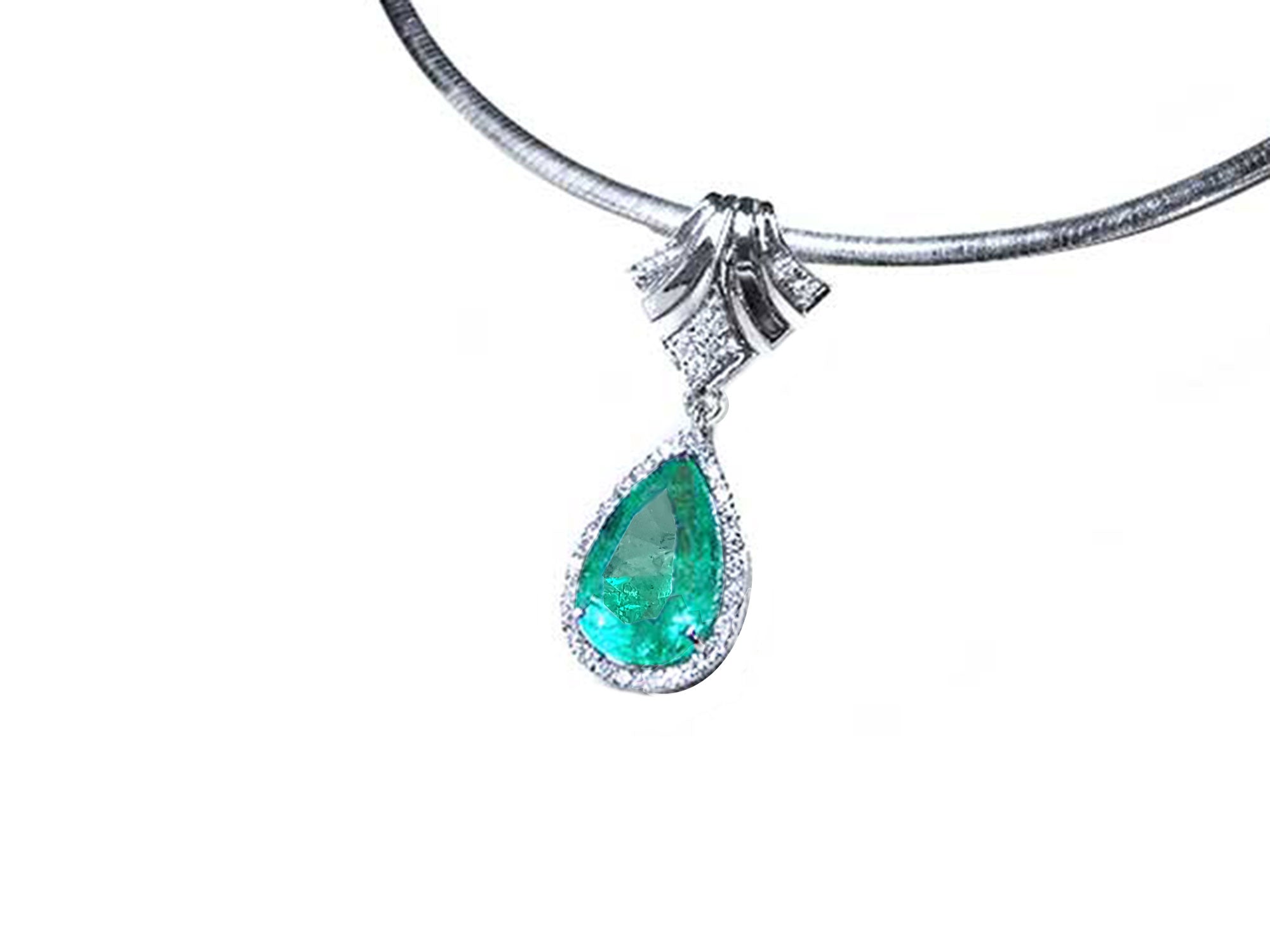 Pear shaped emerald necklace
