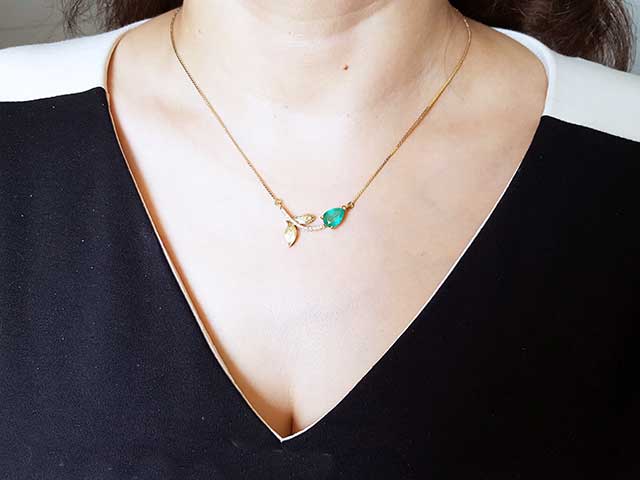 Natural emerald twig necklace