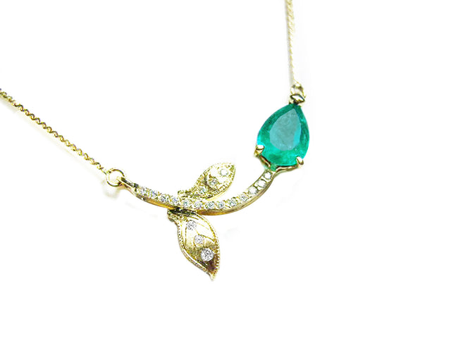 Natural emerald twig necklace