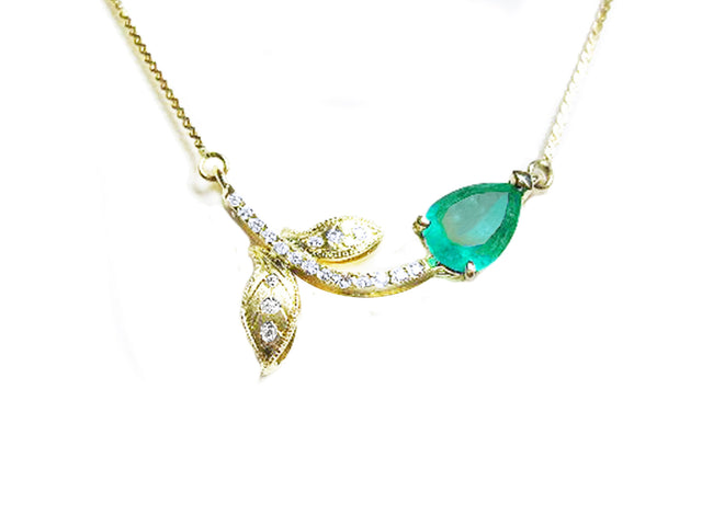 Real Colombian emerald twig necklace