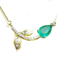 Real Colombian emerald twig necklace