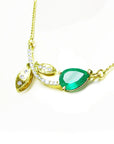 Bridal May birthstone emerald twig necklace