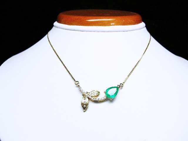 Emerald gold twig necklace for sale