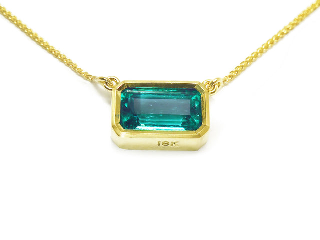 Slider Colombian emerald bezel set necklace