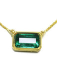 18k Yellow gold emerald bezel set necklace