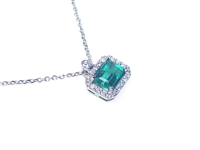 Emerald baguette necklace
