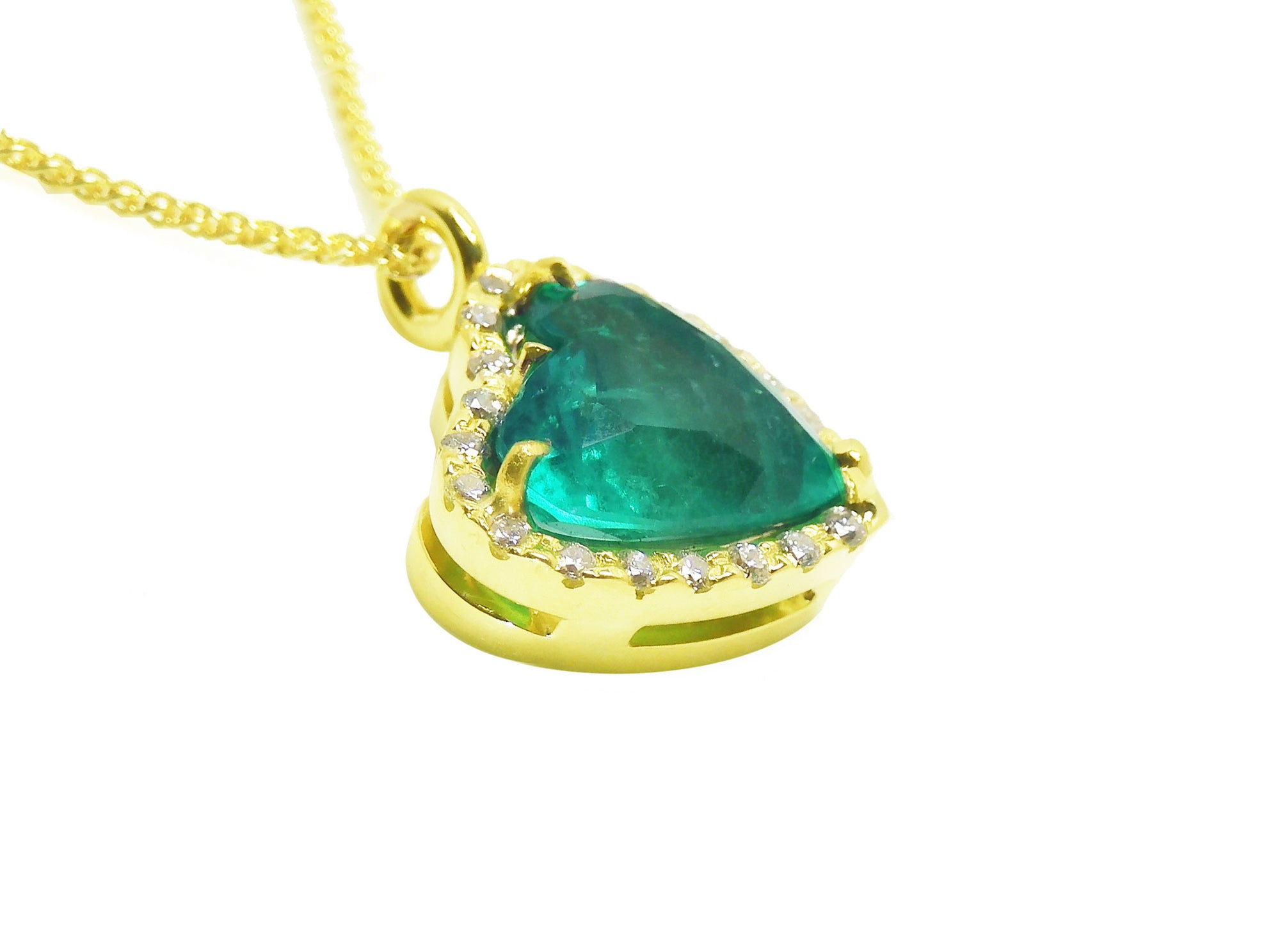 18K emerald necklaces heart cut