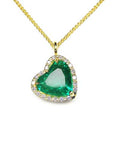 Emerald and diamond heart necklace for sale