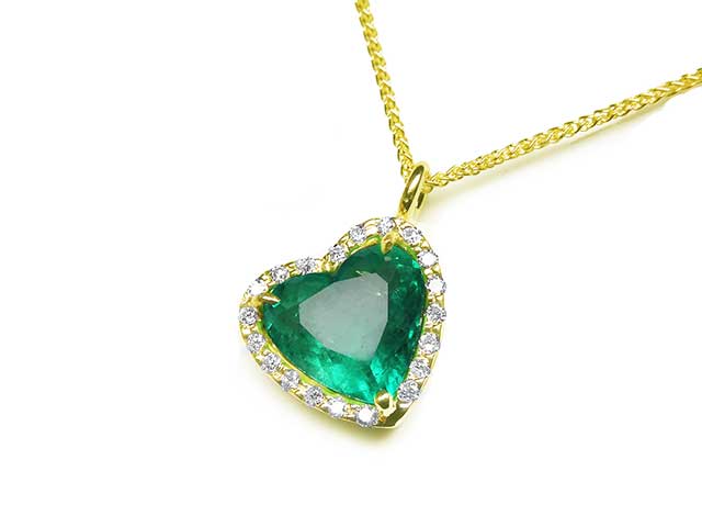 Dangle natural heart emerald necklace