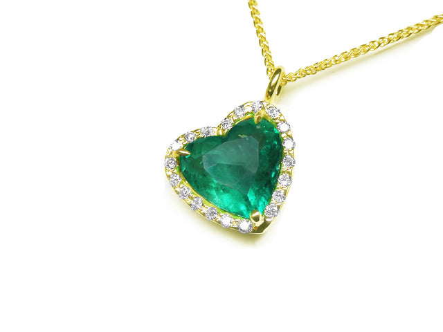 Dangle natural heart emerald necklace