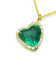 Dangle natural heart emerald necklace