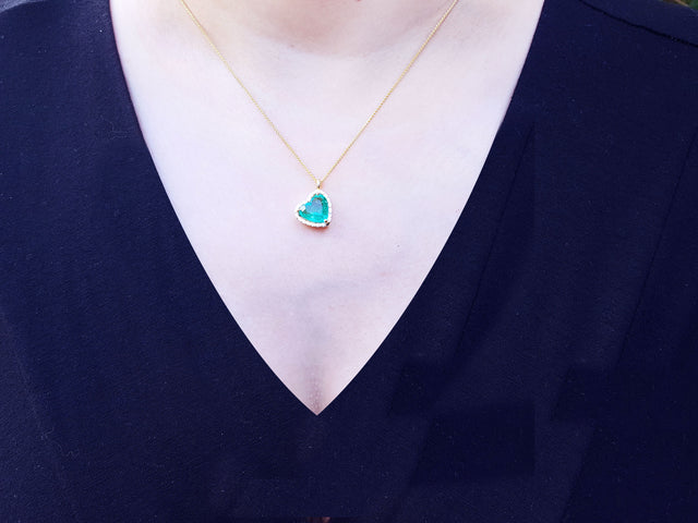 Real emerald necklace heart cut